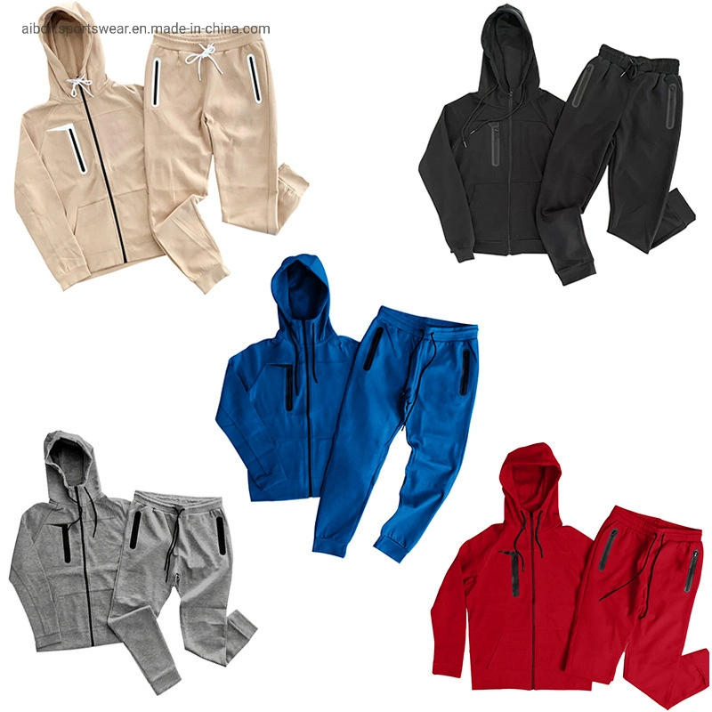 Wholesale Mens Sweat Suits Zips 2 Pieces Hoodie Set Jogging Suit Tech Fleece Track Suit Jacket Tracksuits for Men