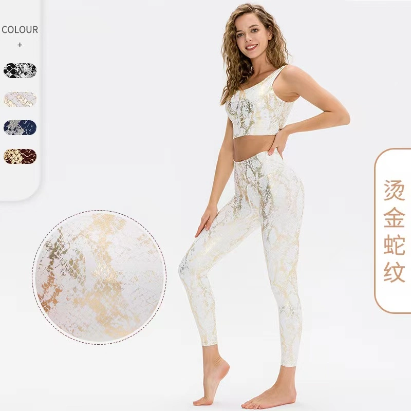 Workout Clothes for Women Fitness Yoga Set Seamless Snake Print Sportswear