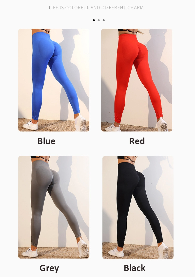 High Waisted Gym Tights Scrunch Butt Yoga Pants Womens Ribbed Seamless Leggings
