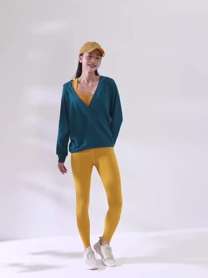 Maglione sportivo da donna nuovo Giacca sportiva casual da fitness Tuta da yoga di grandi dimensioni Felpa con cappuccio tinta unita