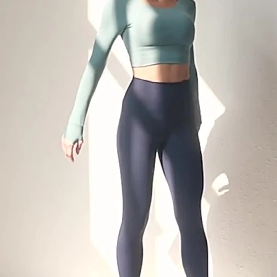 Autunno Inverno Sport Fitness Abbigliamento Yoga Donna Cross Sexy Crop Top Top elastico da palestra con maniche lunghe